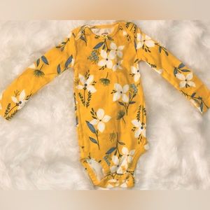 Carter’s Yellow Floral Long Sleeve Bodysuit | Size: 24M